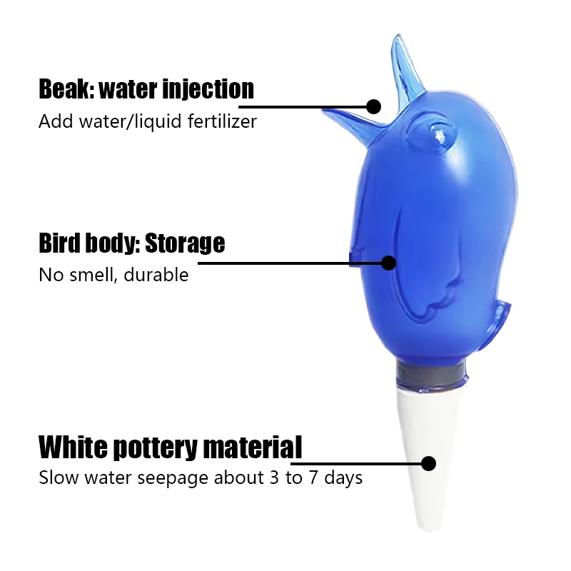 High quality automatic flower waterer plant waterer self watering water balloon bird shaped hand blown plastic view 4