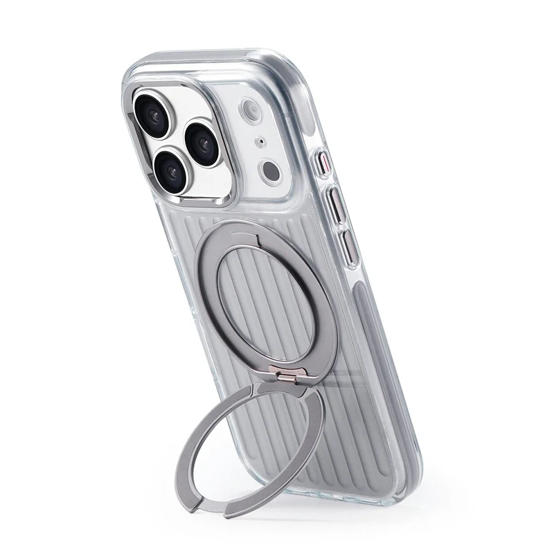 

360° Rotating Magnetic Bracket Corrugated Phone Case For iPhone 17Pro 16 17 Pro Max For Magsafe Shockproof Stand Holder Cover