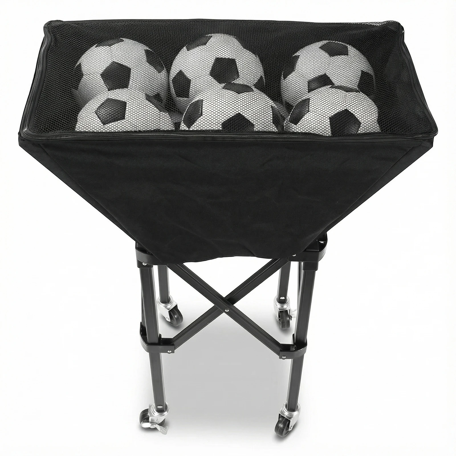 

Collapsible Hammock Ball Cart with Wheels Volleyball Wheeled Cart Large Capacity for Garage Or Gym