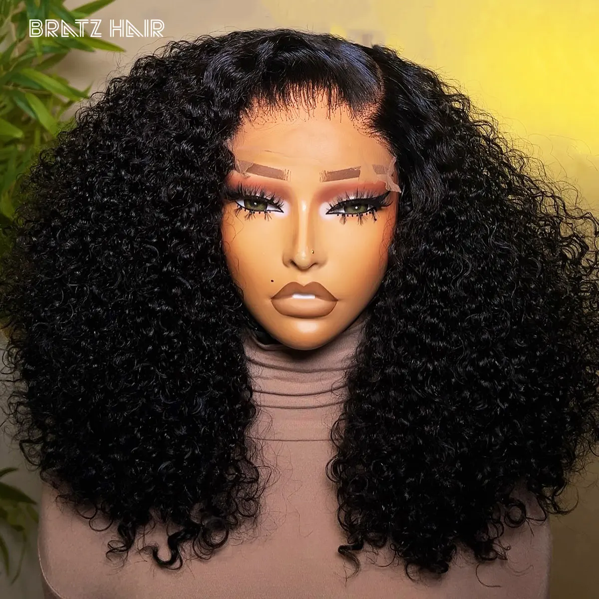 

High Density Wig Double Drawn Kinky Curly 4x4 Lace Closure Wig Preplucked 13x4 Full Frontal Human Hair Wig Gluelessready to Wear