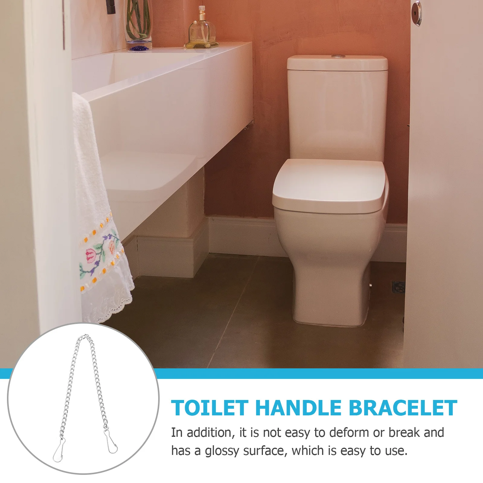 

6Pcs Stainless Steel Toilet Handle Chain Rust Resistant Flapper Lift Replacement Durable Easy Install Universal Kit