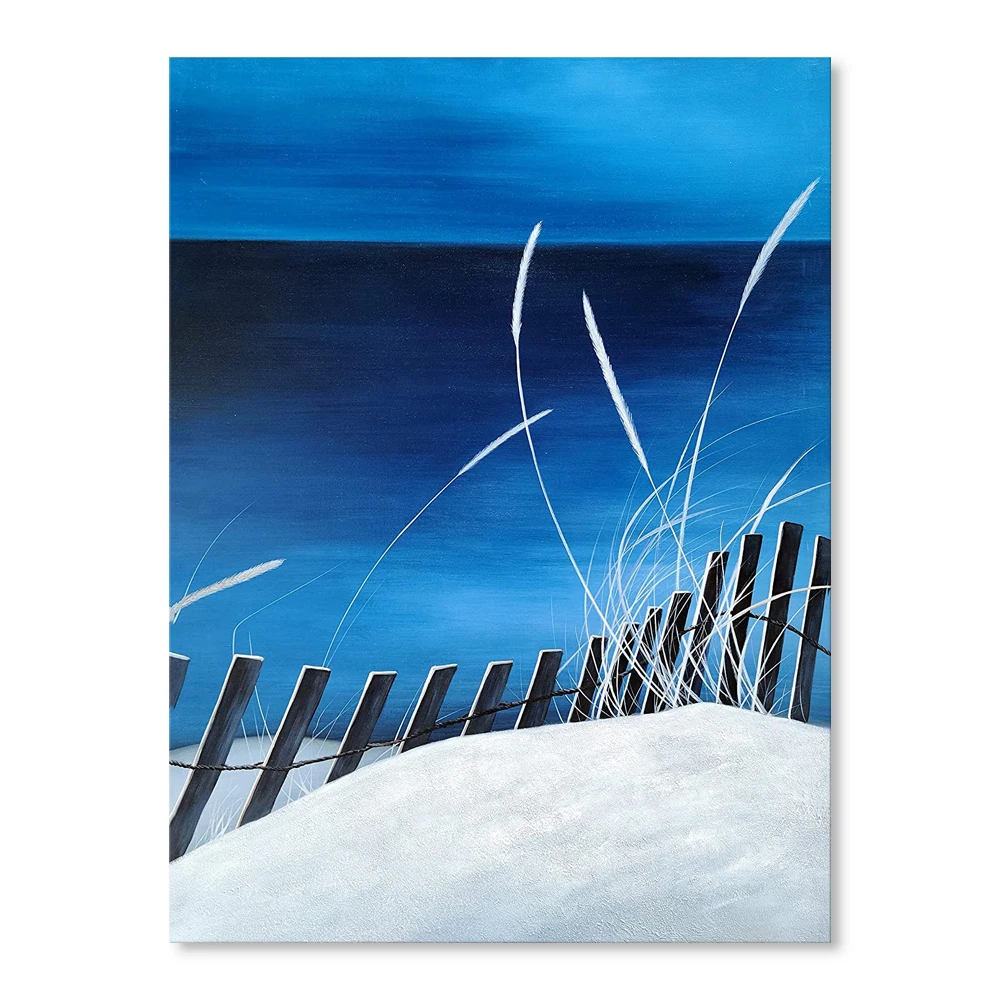 

Hand-painted Oil Painting Canvas Wall Art Decoration Hand-painted Pure Blue Sea Landscape for Home Living Room Decor No Frame