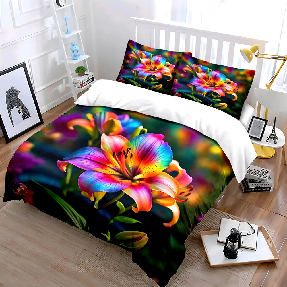 

Colorful Floral Decoration Set Multiple sizes kid's and adults' bedroom Exquisite 3PC bedding set, gift