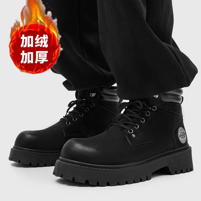 أحذية ثلج مقاومة للماء للرجال مع بطانة قطيفة، نعل رياضي مضاد للانزلاق ومقاوم للاهتراء، أحذية كاجوال للشتاء الدافئ #3