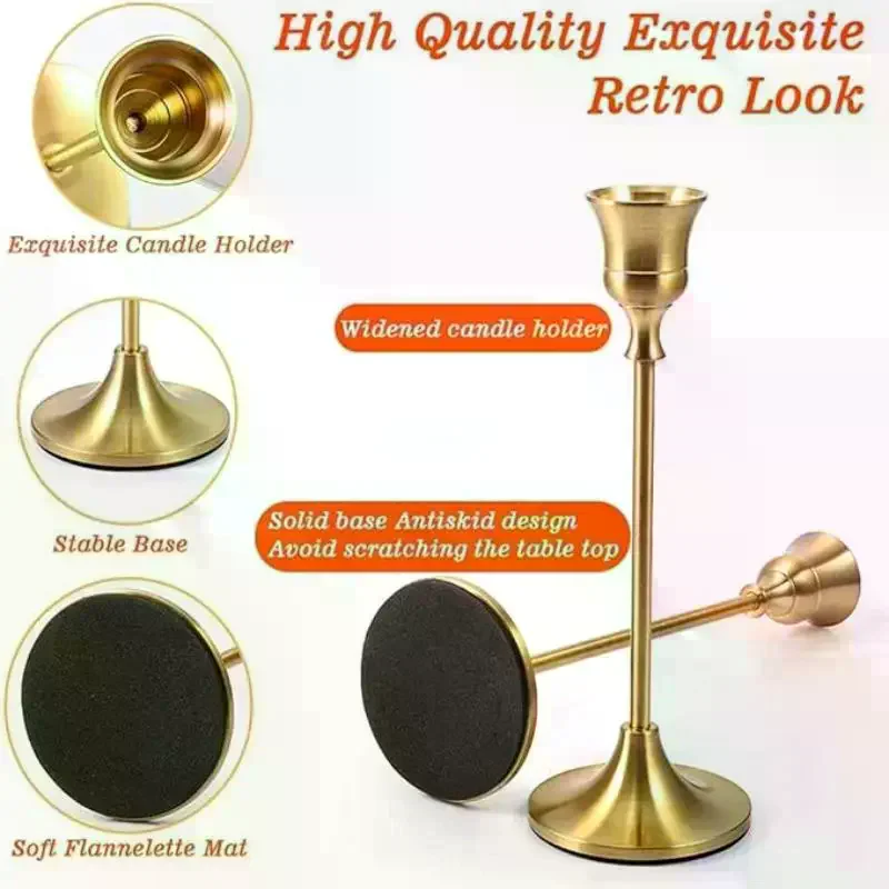 Metal Candle Holder Simple Candlestick For Wedding Party Candlelight Dinner 3PCS