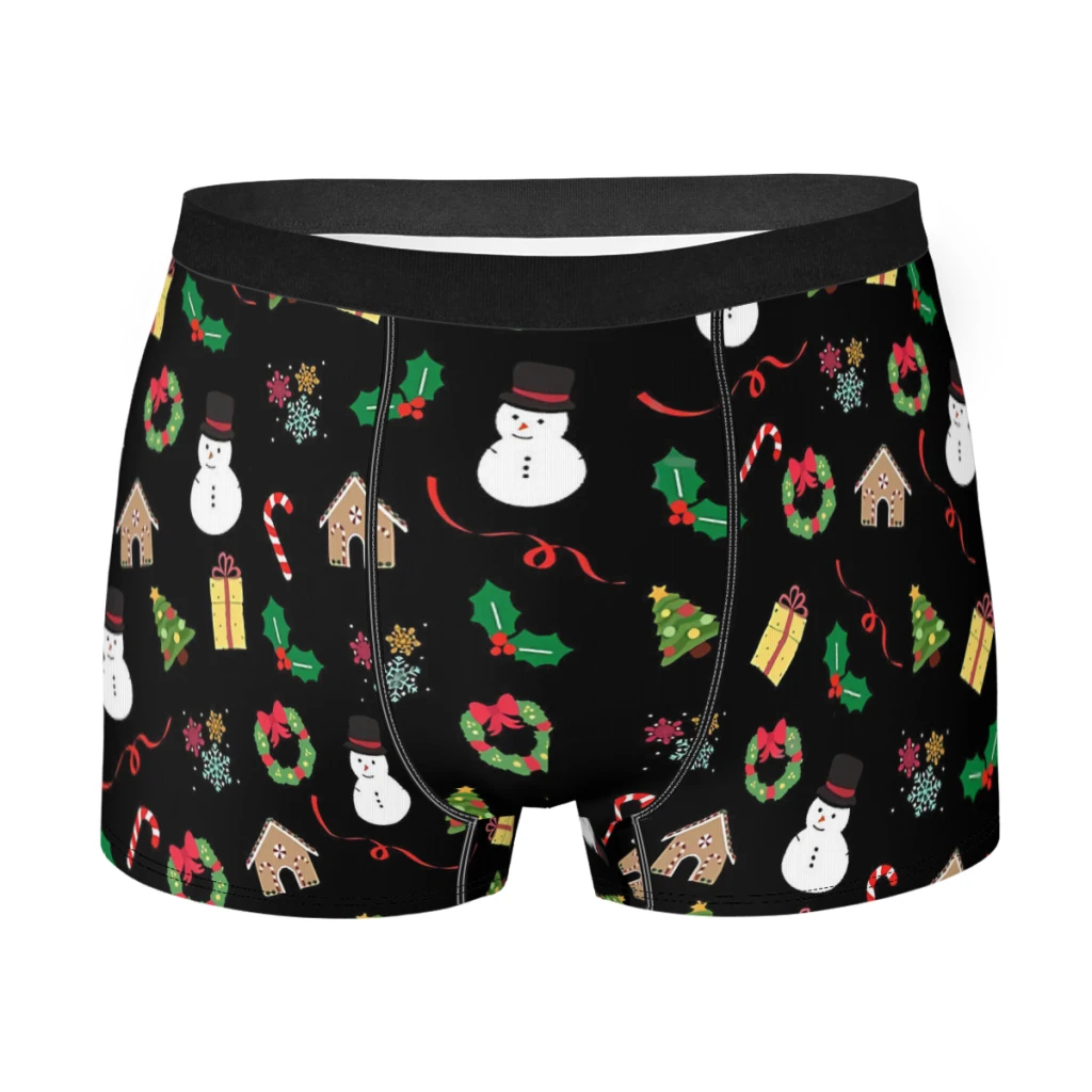 Christmas Pattern Merry Christmas Underpants Breathbale Panties Man Underwear Comfortable Shorts Boxer Briefs