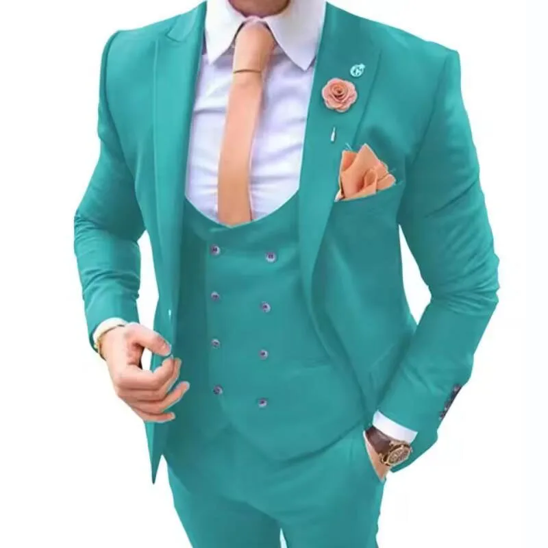 

Formal 3 Piece Wedding Suits for Men Slim Fit Peak Lapel Classic Suit Groom Party Tuxedos Blazer Vest Pants Set Prom Male Suit