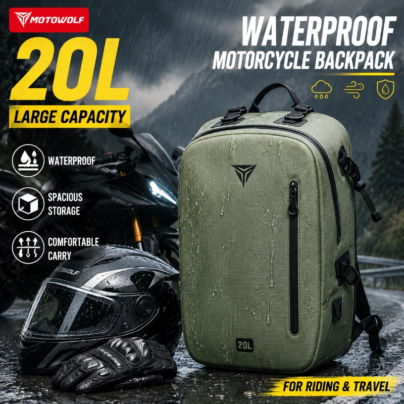 20L Waterproof Motorcycle Backpack Riding Bag Outdoor Travel Commuter Backpack With Adjustable Chest Strap For Men