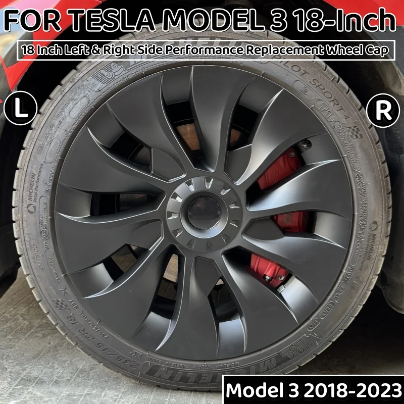 4PCS 18 Inch Hub Cap Performance Replacement Wheel Cap Automobile Hubcap Full Rim Cover Accessories for Tesla Model 3 2018-2023