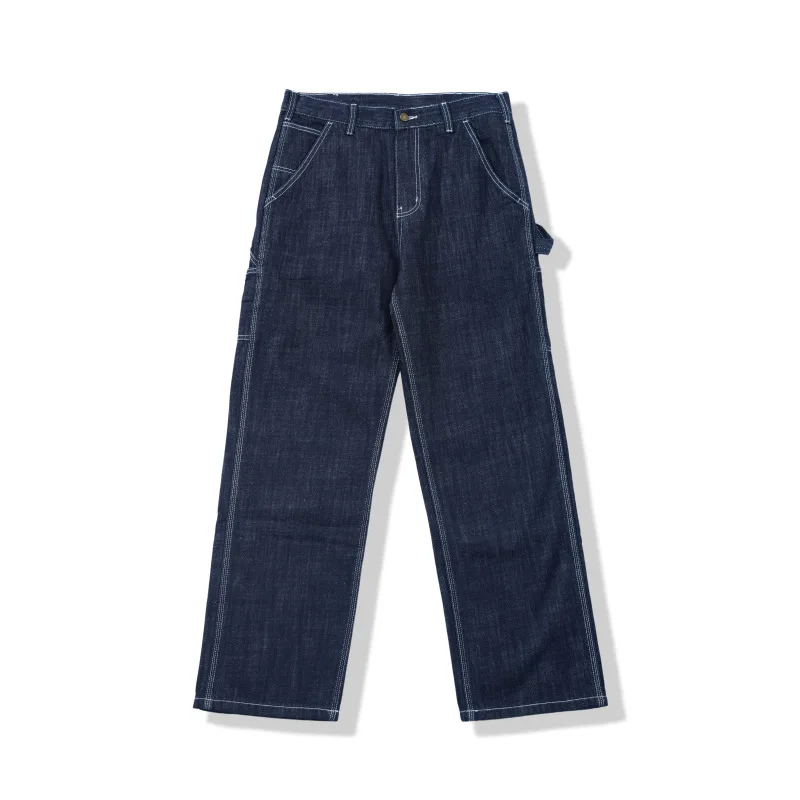 OKONKWO multi-pocket original color bamboo jeans street trend distressed washed workwear denim trousers four seasons pants