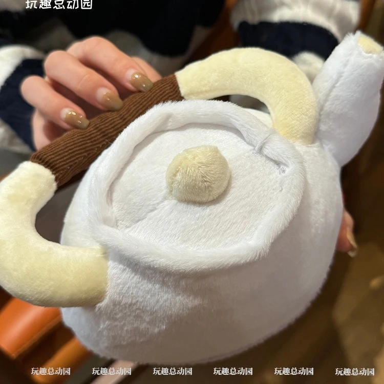 Cute Teapot Cup Cake Stuffed Plush Toys Kawaii Taro Paste Purple Tea Seat Cartoon Dolls Soft Plush Gifts For Girl Room Decor