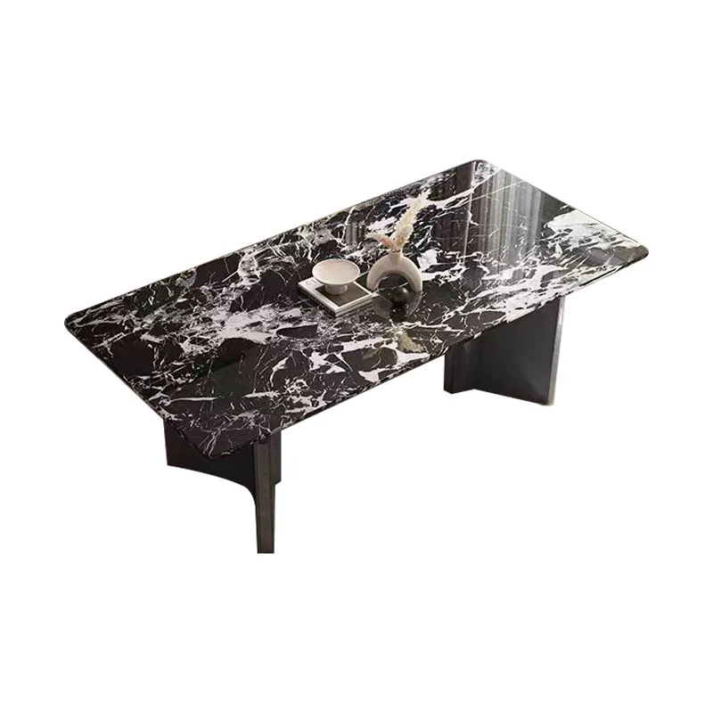 

#High-End Modern Luxury Italian Marble Dining Table Natural Rectangular Black Rose for Small Apartment Suitable Living Room