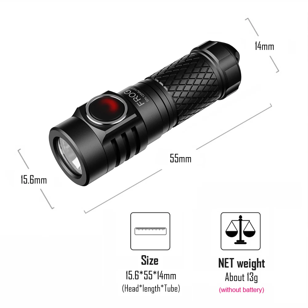 EDC LED Rechargeable Lamp Fishing Flashlight USB C Outdoor Camping Lantern Keychain 10280/10440 Battery High Power Torch Frog