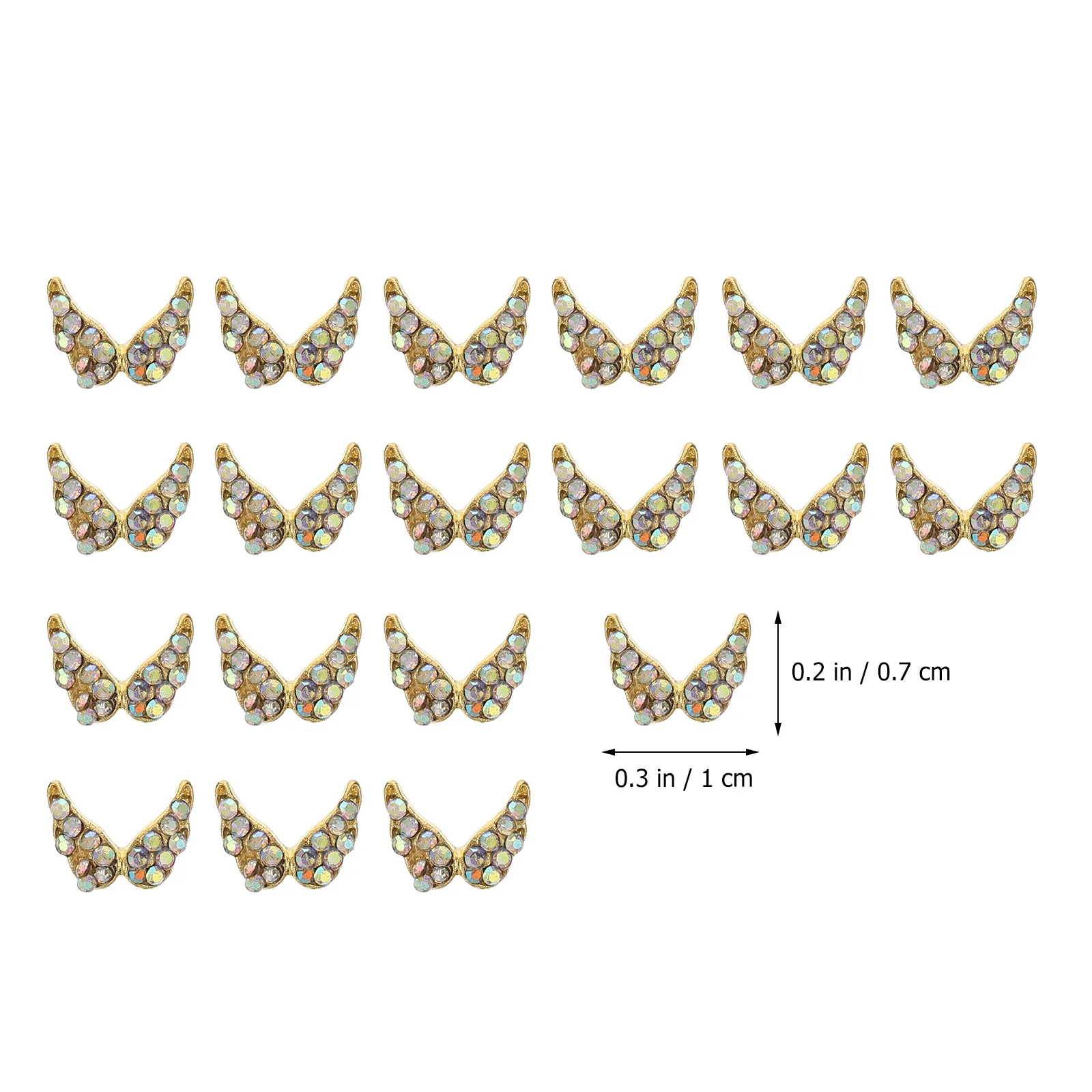 

20Pcs Heart Rhinestone Wing Nail Art Decals Beautiful Accessories for Professional and Personal Use Nail Art Sticker