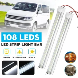 1/2 Stuks 108LED Auto-interieur Lamp Witte Strip Lichtbalk Lezen Aan/Uit Schakelaar Van Cabine vrachtwagen Camper Boot Caravan RV 12V 24V