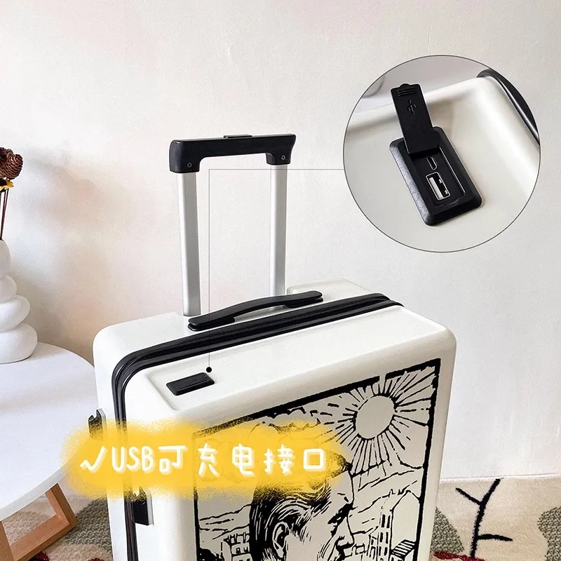 High appearance level pull rod luggage female network red new travel box student password box small boarding suitcase