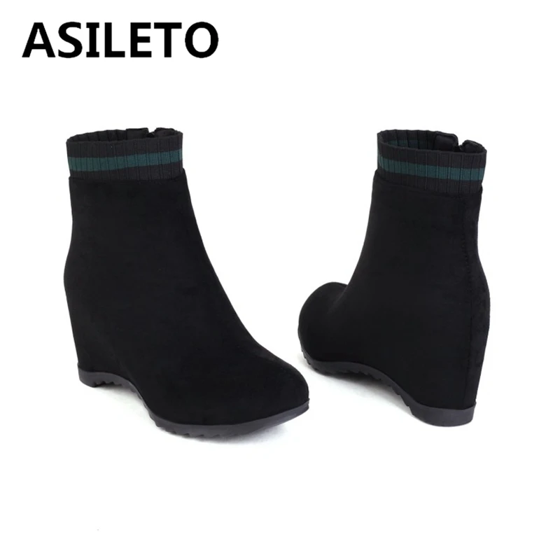 ASILETO Women Ankle Boots Black Women High Heels Boots Platform Sexy Ladies Size 44 Pumps Boots Shoes Winter F1294