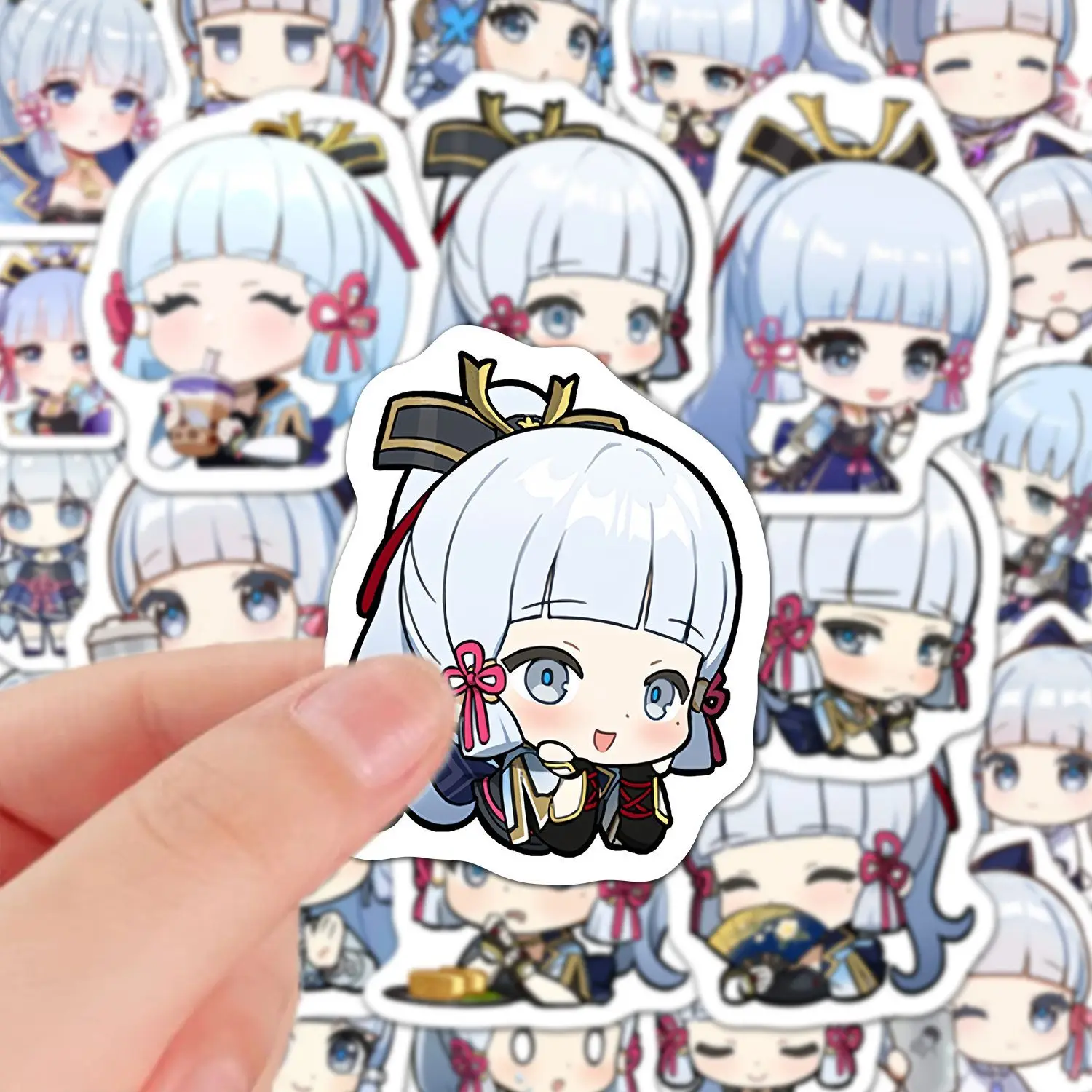 Kamisato Ayaka 60Pcs Genshin Impact Anime Student Stickers Decoration Laptop Phone Suitcase Notebook Label Stationery Sticker view 3