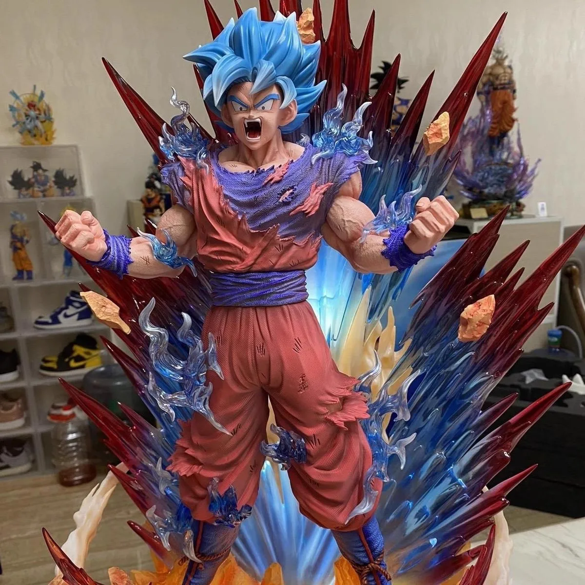45 センチメートルドラゴンボール悟空超サイヤ人神超サイヤ人アニメフィギュアモデル像ボーイズコレクションデスクトップ装飾装飾おもちゃ