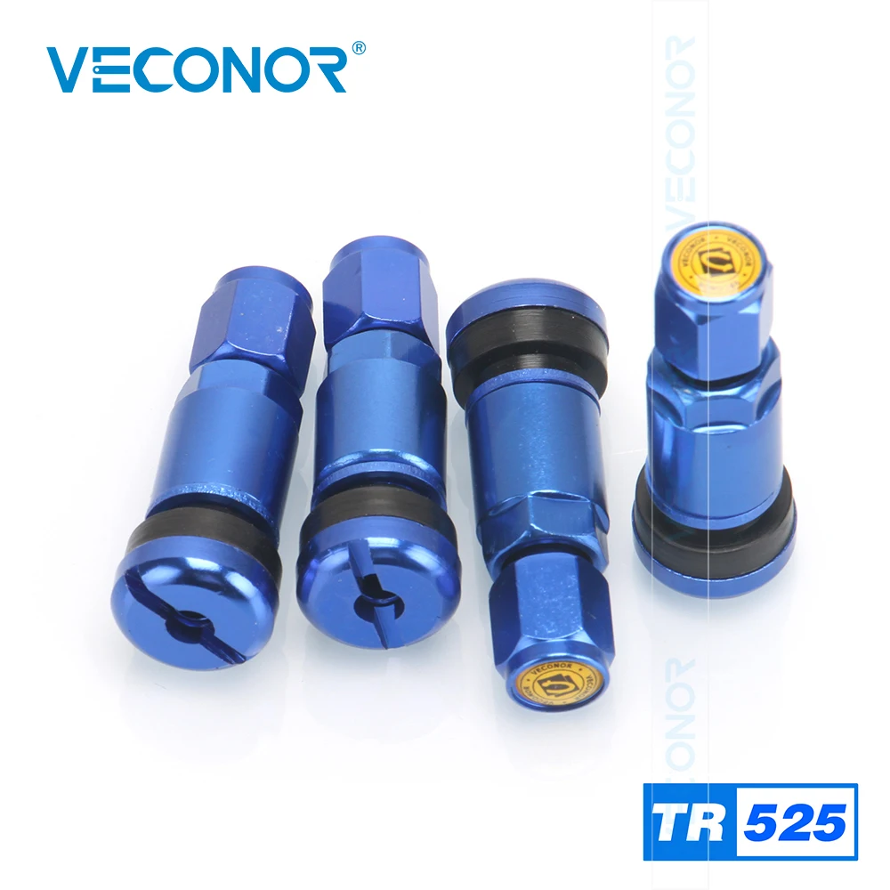 4 Pieces Set TR525 Tubless Tire Valves Stem Zinc Alloy Core Aluminum Tyre Valves Wheel Accessories Kit for Auto