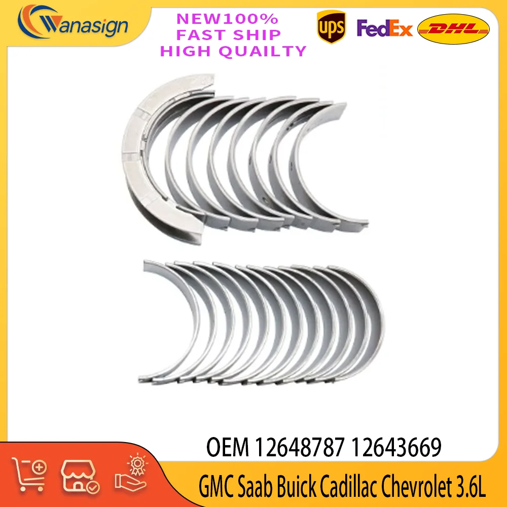 ENGINE PARTS Main Con Rod Bearing Set Fit 3.6 L V6 Gas For GMC Acadia Terrain Saab Saturn Buick Cadillac Chevrolet 3.6L 1264878