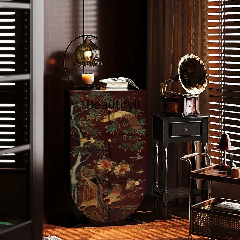 

ss K178 ss25 French medieval solid wood living room door storage decorative cabinet entrance entrance art storage vertical cabin