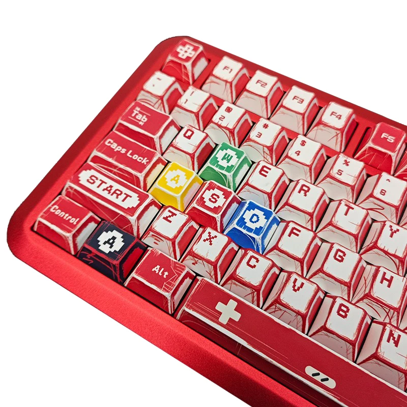 

137 Keys Retro Manga Gameboy Red White PBT Dye Sub Cherry Profile Keycaps for 61/68/75/87/98/104/108 MX Mechanical Keyboard