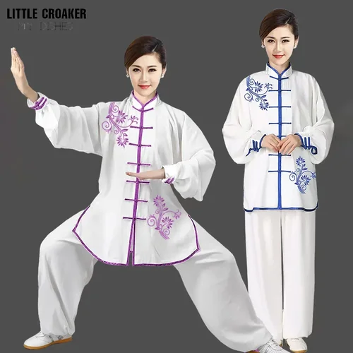 Ropa de Tai Chi, uniforme de kungfú chino para adultos, trajes de ejercicio matutino chino bordados de manga larga para hombres y mujeres
