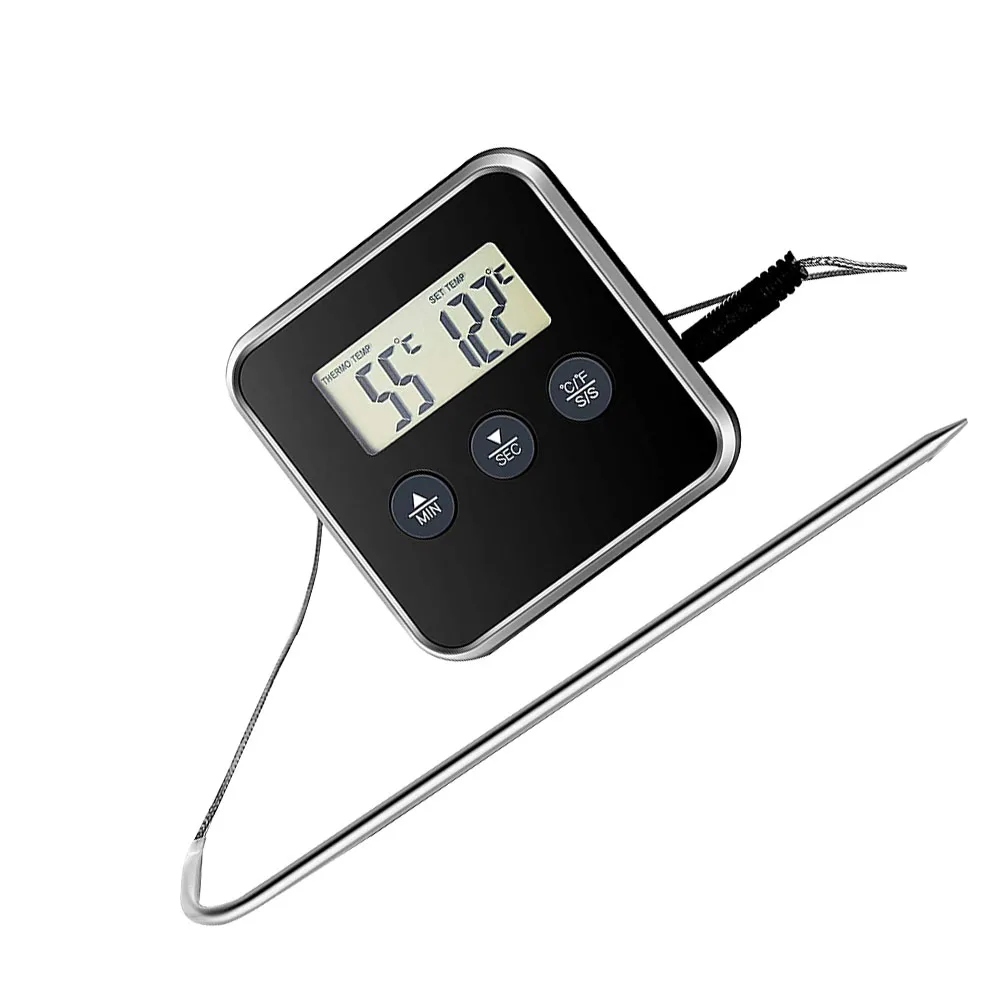 

Kitchen Timer Magnetic Digital Thermometer Baking Meat Probe Temperature Measuring Tool Refrigerator Oven Storage Bracket