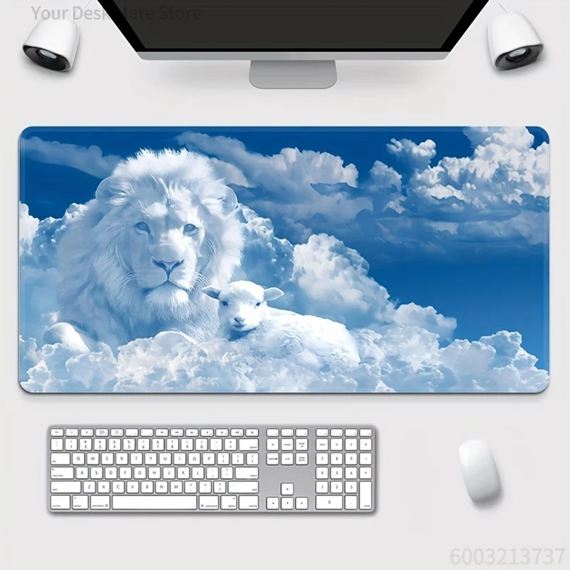Multi‑Theme Large Desk Mat Gothic Crow Blue Checker Mermaid Cloud Lion Silhouette Simple Sketch Floral Anti‑Slip Rubber Decor