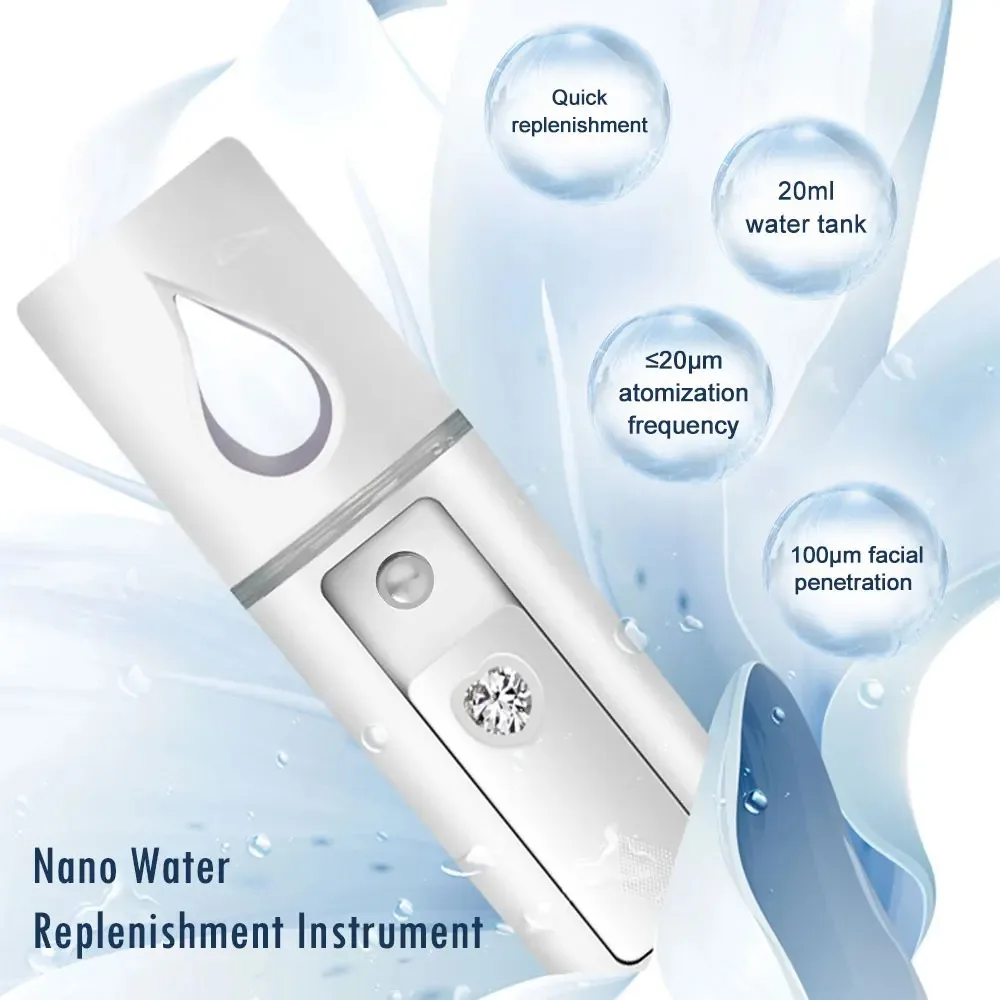 

Nano Facial Steamer Handy Mini Mister USB Rechargeable Mist Sprayer Visual Water Tank Moisturizing&Hydrating for Face Skin Care