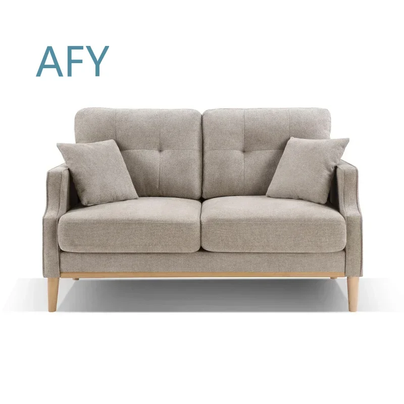 2 Seater Sofa for Living Room Furniture Loveseat for Indoor Use Waterproof Fabric Cream Color USB Charging Port for Home
