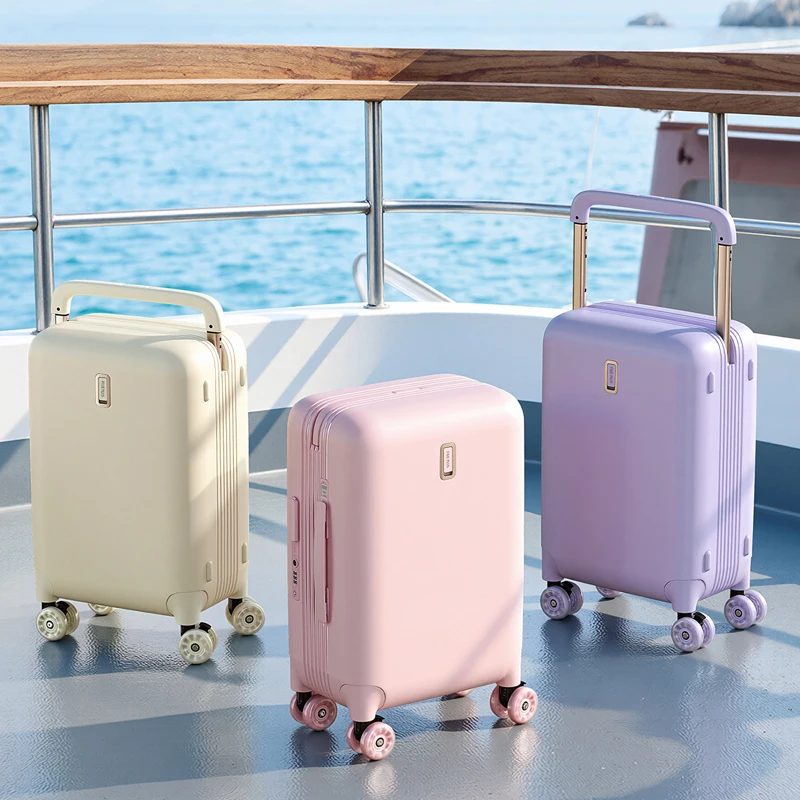 High-End Carry-On Luggage Carrier Macaron-Colored with Wet/Dry Separation, Quiet Brake Wheels Cabin Trolley Case  Boarding Box