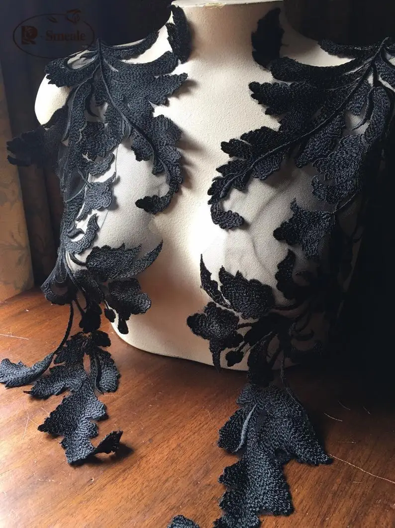 

1 Pairs of Multi-color Cotton Thread Lace Clothing Patches, Flower Embroidery Pieces DIY Wedding Decoration Accessories