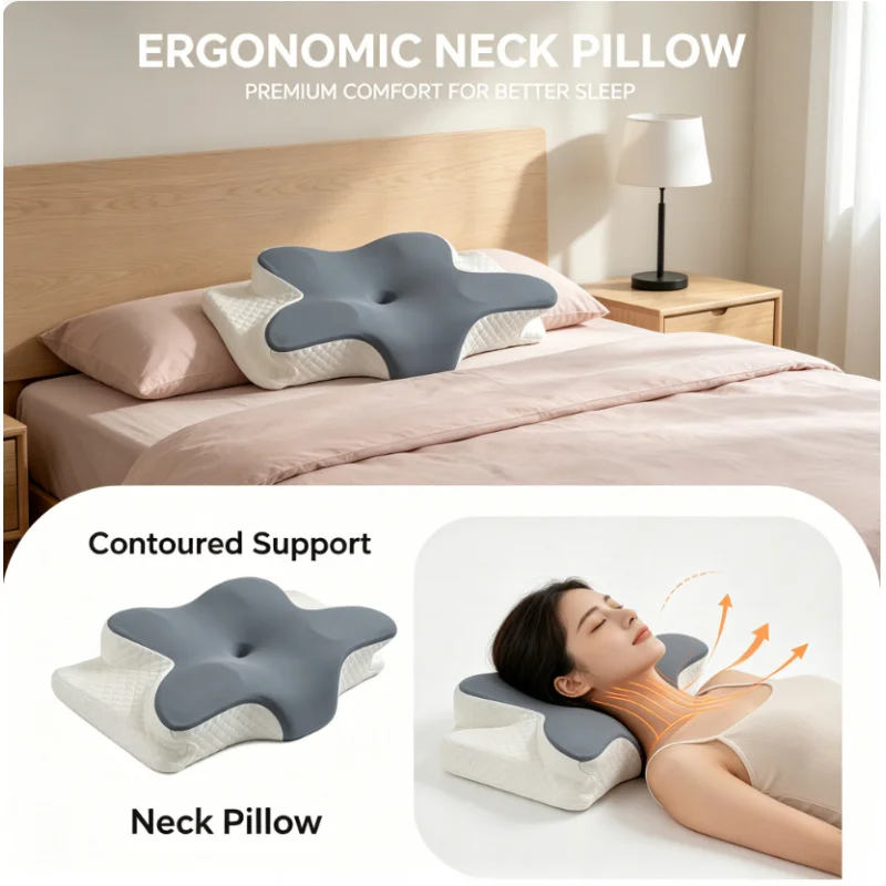 Kühlendes Memory-Schaum-Kissen Sommer-Schmetterlingsdesign Ergonomisches Nackenstützkissen für Seiten- und Rückenschläfer zur Schmerzlinderung