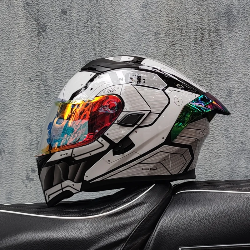 ORZ New DOT Quality Double Lens Flip Helmet Abs Full Face Motorcycle Off Road Motorcycle Racing Helmet Personalized Tail Wing