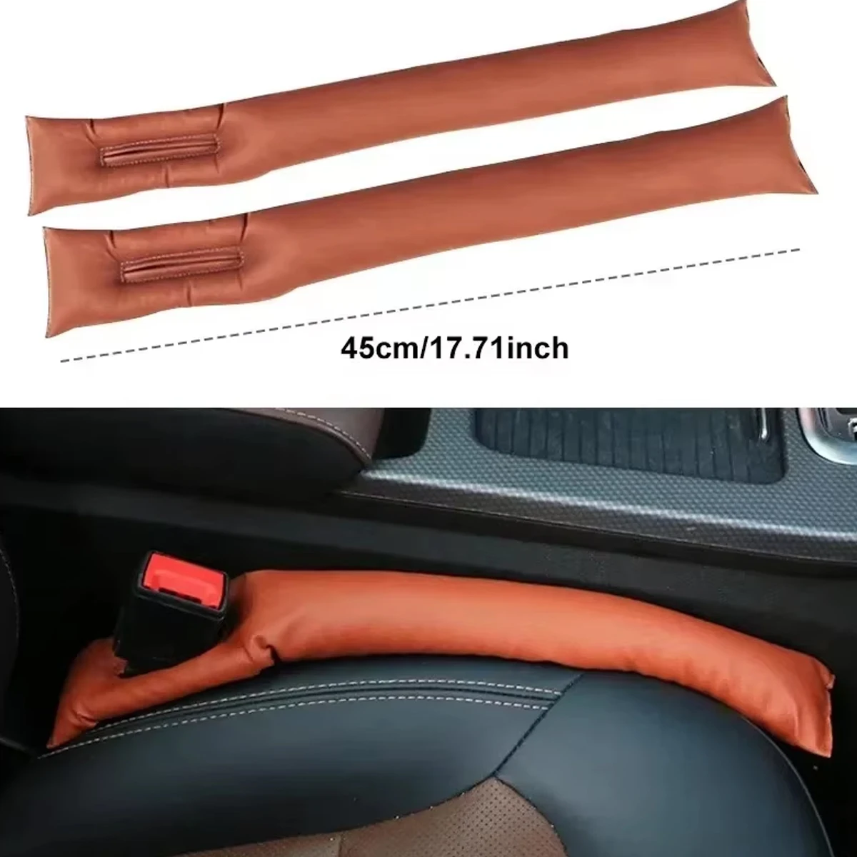 Universal Car Seat Gap Filler Pad Soft Leather Anti-Leak Spacer Plug Styling Accessory for Car Interior Storage and Gap Blocking
