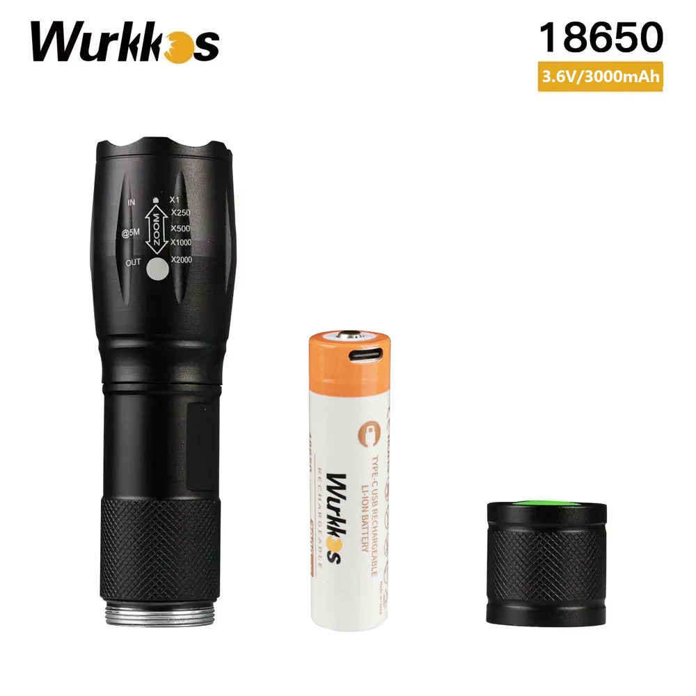 Wurkkos  3.6V 18650 3000mAh Rechargeable Li-ion Battery with USB-C Chargering Port