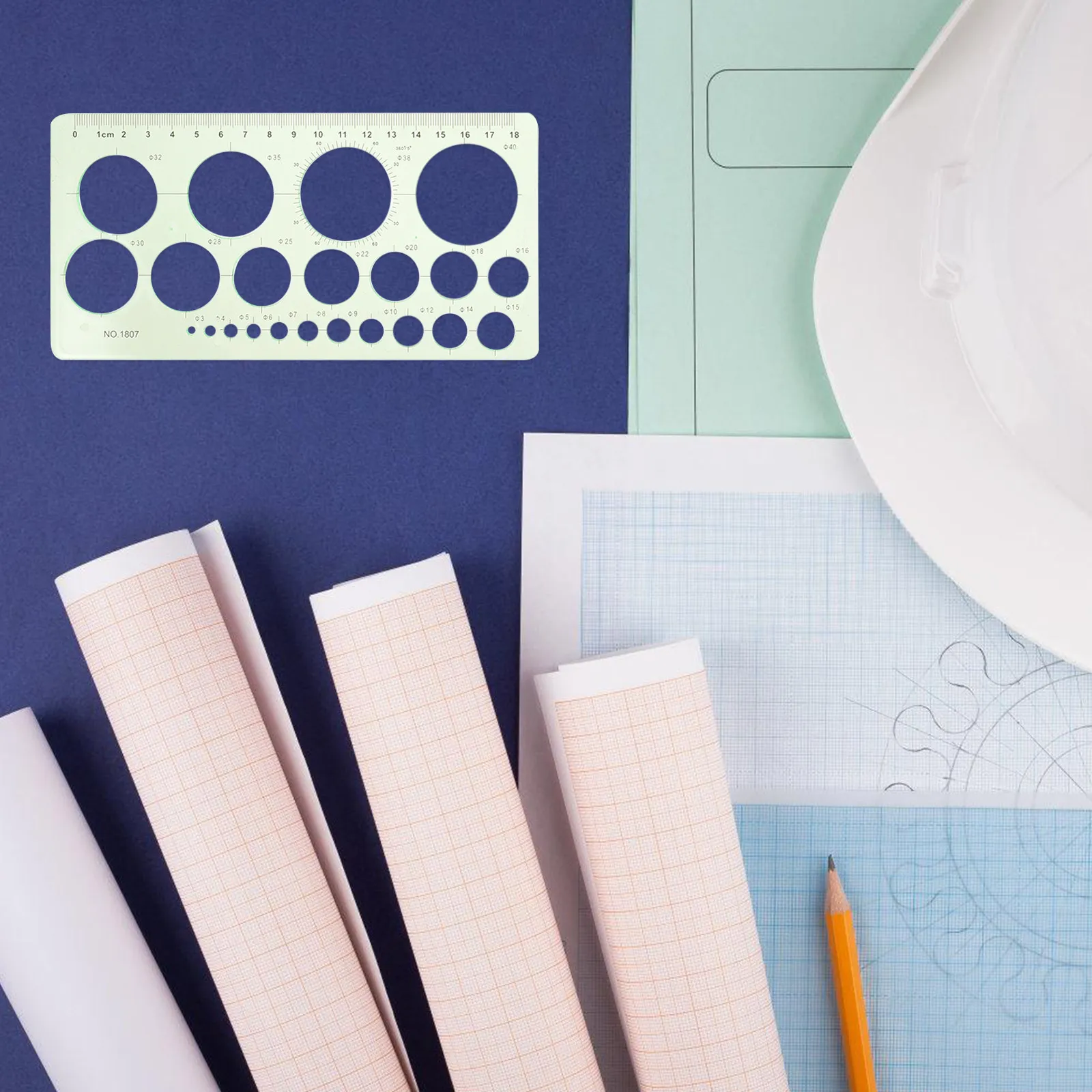 4Pcs Multi-Functional Plastic Drawing Template Ruler Circle Protractor Geometric Stencil for Students Architects Engineers DIY