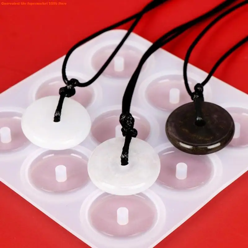 3D Hollow Round Silicone Molds Epoxy Resin Casting Mold DIY Craft Imitation Jade Pendant Mold Handmade Jewelry Tool
