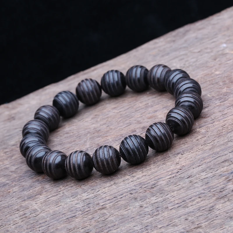 Natürliche 8mm runde Holzperlen, Ebenholz-Transferperlen, Holzperlen-Halskette, schwarzes Gebetsarmband, universelles Geschenk – Detail 7
