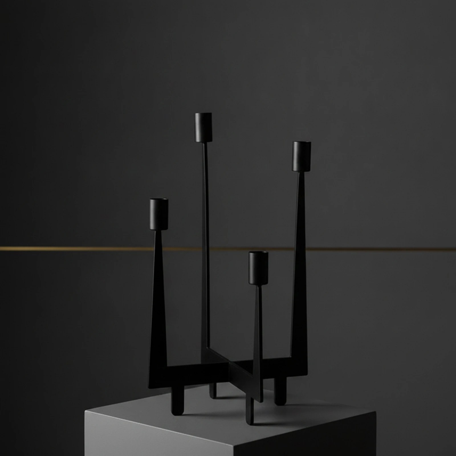 Geometric Candle Holder Modern Candle Holder with Four Cups Tabletop Candelabra Sophisticated Decor Versatile