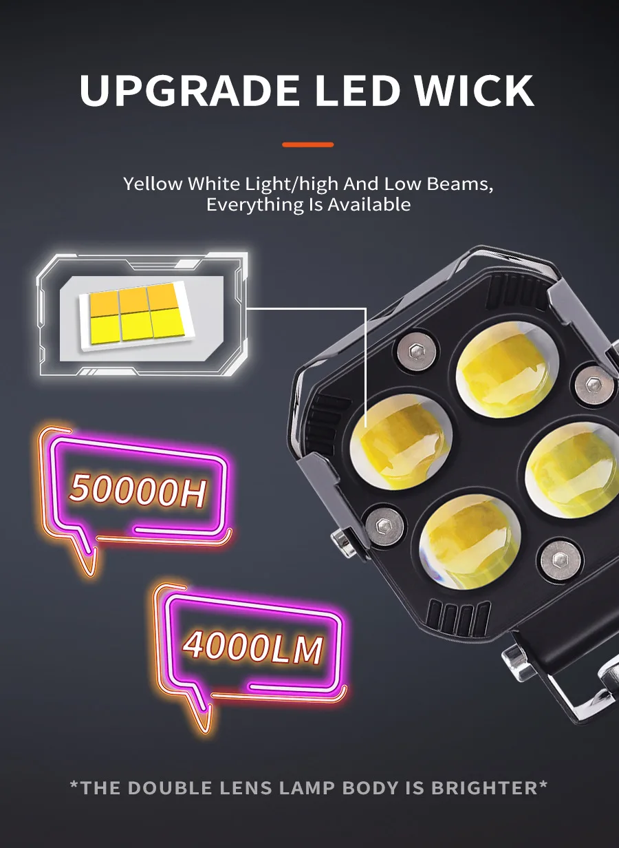 Car LED working lights, 5-inch Wrangler front bumper lights, off-road vehicle embedded grille fog lights, daytime running lights