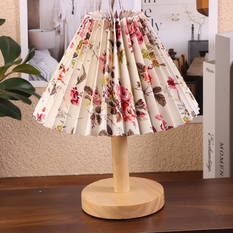 

Solid Color Retro Fabric Pleated Lampshade Washable Table Lamp Cover DIY Chandelier Cloth Cover Pleated Lampshade Living Room