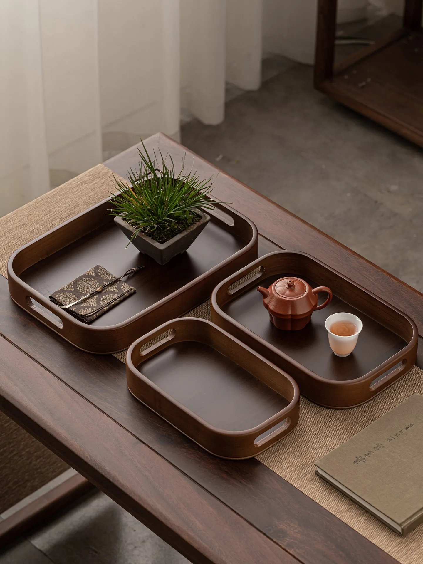 

Элитный бамбуковый деревянный прямоугольный поднос для послеобеденного чая, кофе, воды, для дома и коммерческого использования, поднос для хранения и сервировки завтраков