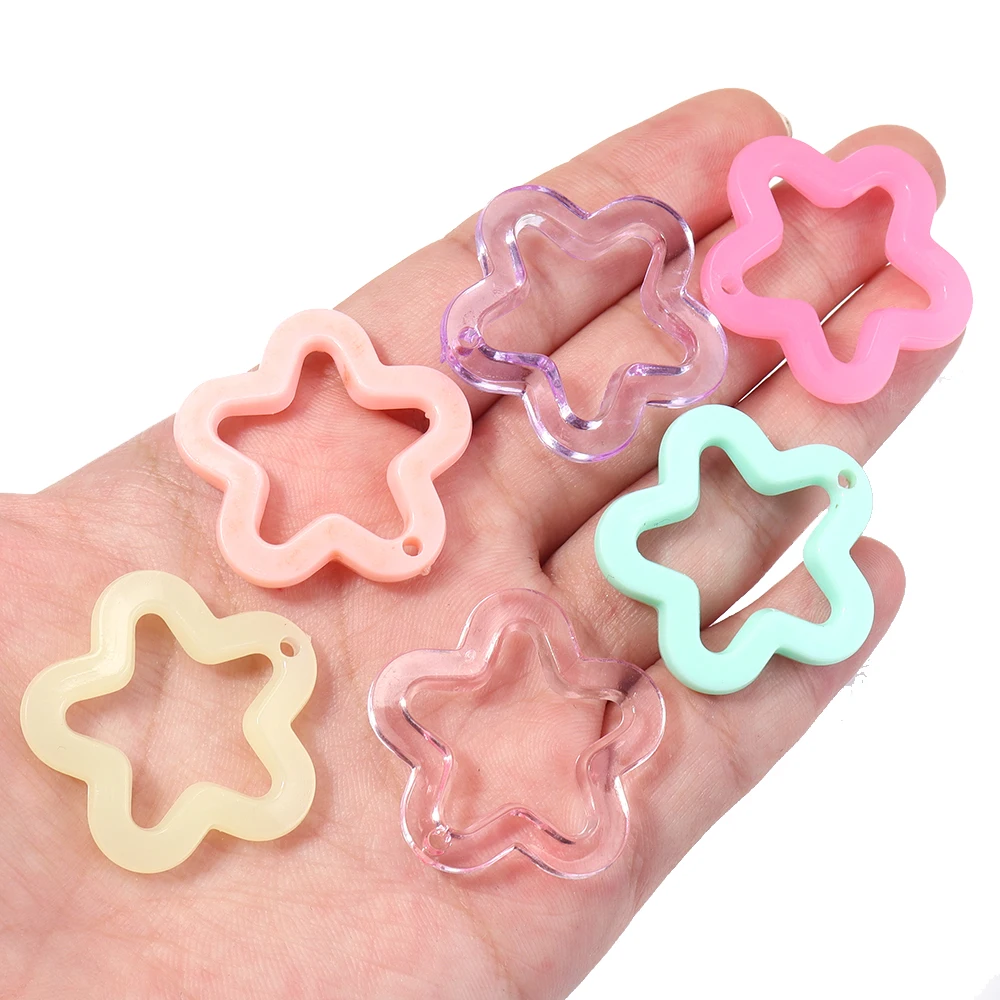 30 Stück 30mm Bunte Hohle Sternanhänger Acryl-Sternanhänger DIY Schmuckanhänger Schlüsselanhänger Windglocke Handgemachte Ornamente – Detail 2