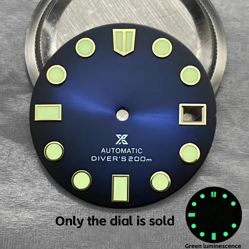 28,5 mm S-Markierung für japanisches NH35/NH36-Uhrwerk, grün leuchtend, Einzeldatum, Zubehör zur Modifikation des Zifferblatts