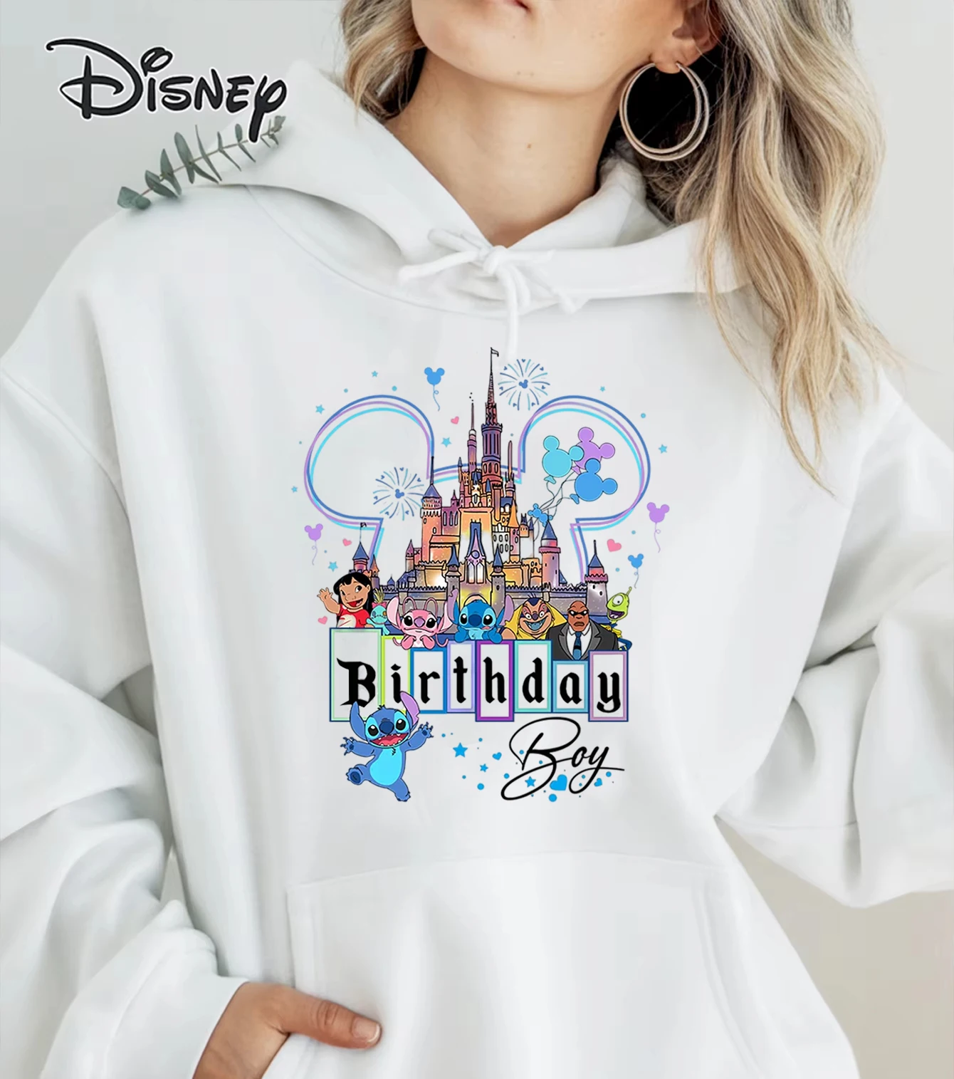 سترة بغطاء للرأس مريحة مطبوعة من ديزني للسيدات، سترة رياضية كاجوال فضفاضة مخصصة