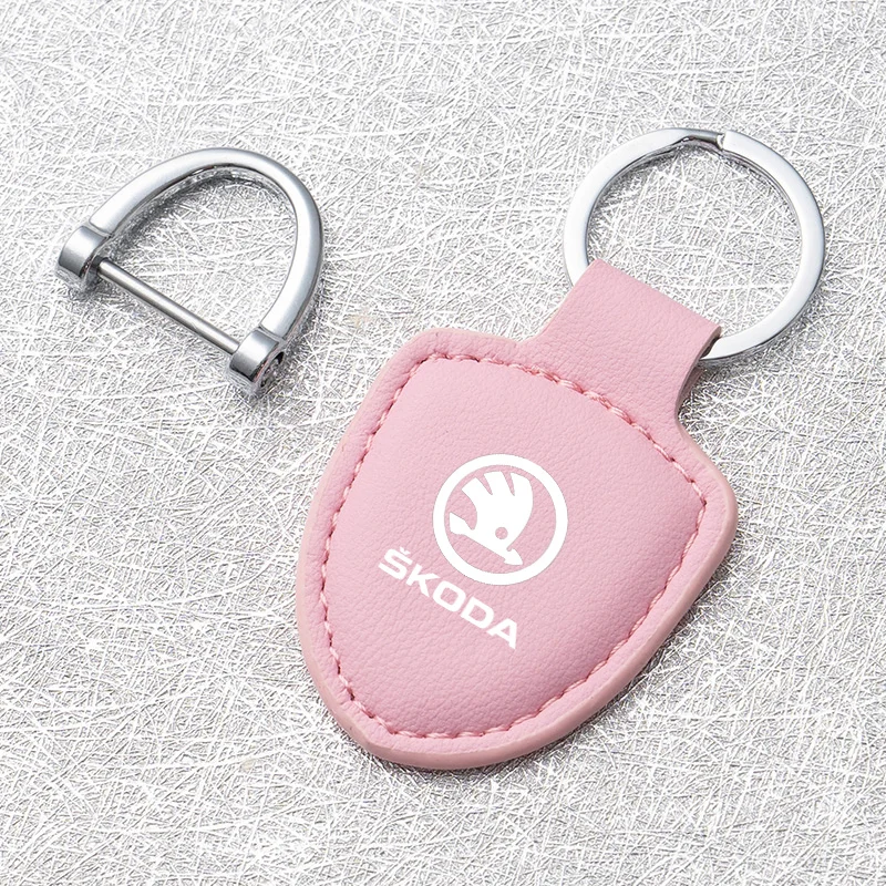 Suede Leather Car Shape LOGO Key Chain Auto Keyring Jewelry Accessories for Skoda octavia fabia rapid yeti superb octavia a5 a7