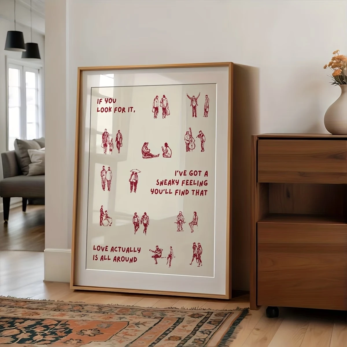 Cuadro moderno y retro con cita de Love Is Actually Everything, arte de pared impreso en lienzo, póster, imagen para sala de estar, dormitorio, decoración del hogar